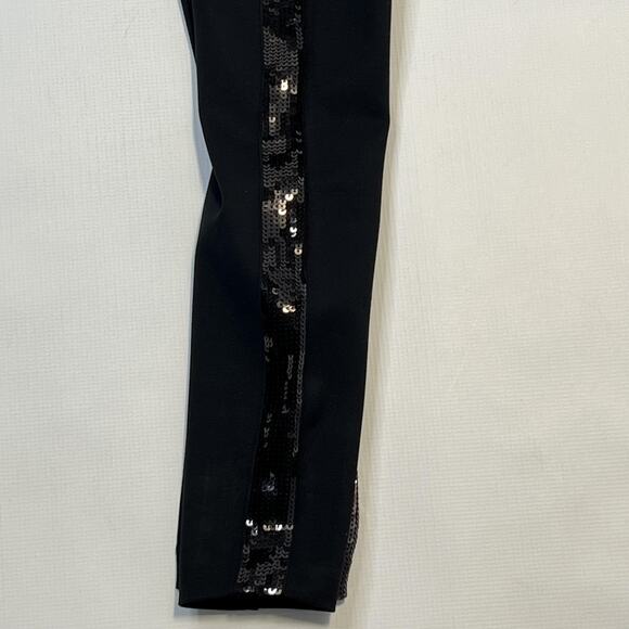 Spanx Ponte Skinny Pants Womens XS Black Sequin Trim High Rise Stretch Slim - Picture 3 of 12